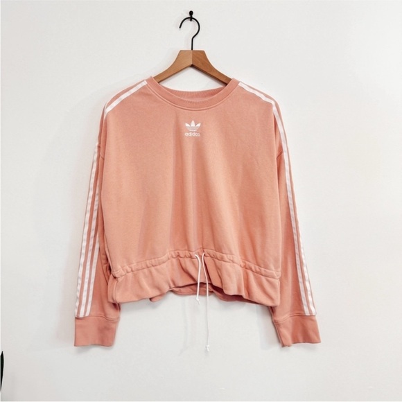 Adidas Pink Boxy Drawstring Sweatshirt with Long Sleeves - Large - Picture 4 of 12